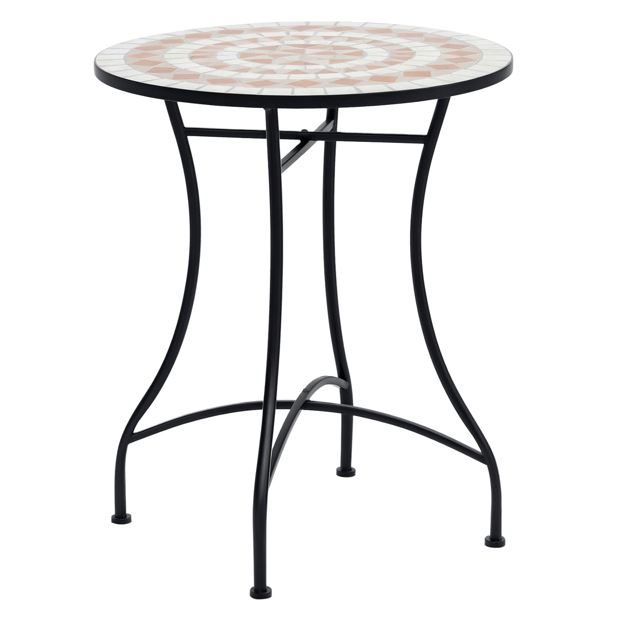 Mesa de Jardim Mesa Mosaico Cerâmica e Redonda Mesita de Café para Varanda Terraço Φ60x71cm — foto 1