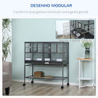 Gaiola dupla para pássaros pequenos Gaiola grande para pássaros com 4 bandejas múltiplas portas 4 Alimentadores 4 Cabides 95x45,5x102 cm Preto — foto 7