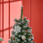 Árvore de Natal Artificial 150cm com 676 Ramas e 41 Pinhas Folhas de PVC com Efeito de Neve Base Dobrável e Suporte Metálico para Interiores Verde — foto 9