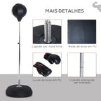 Saco de Boxe de Pé Punching Ball com Altura Ajustável em 4 Níveis 126-144 cm Base Preenchível e Luvas de Boxe para Adultos e Adolescentes Preto — foto 7