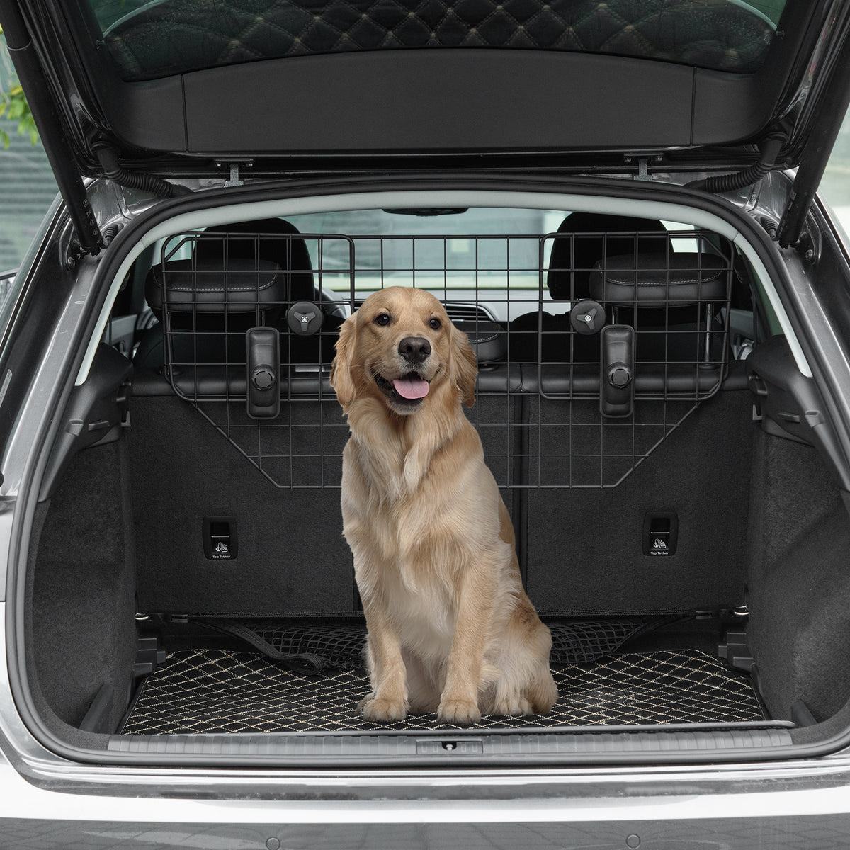 Grade de Segurança de Carro para Cães Universal Grade de Segurança para Cães com Largura Ajustável 90-120x40,5cm Preto — foto 2