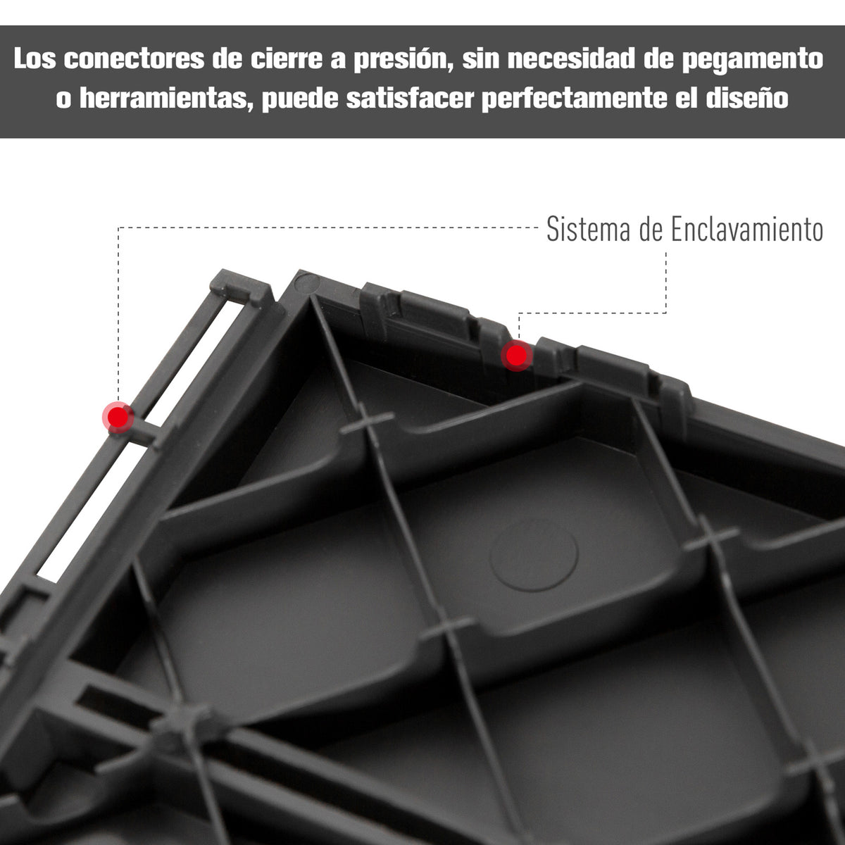 Conjunto de 9 Estrados 30x30cm com Área de 0.81 m² para Exterior e Interior Estrados com Sistema Click com Superfície Antiderrapante para Balcão Terraço Jardim Preto — foto 5