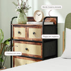 Cómoda de Tecido Cómoda para Dormitório com 5 Gavetas com Frente em Vime Prateleira e Estrutura em Aço para Sala de Estar 58x29x99 cm Marrom Rústico — foto 7