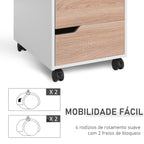 Bloco de Gavetas para Escritório Móvel de Escritório Bloco de Gavetas com 3 Gavetas e 4 Rodas 40x50x57,5 cm Madeira e Branco — foto 6