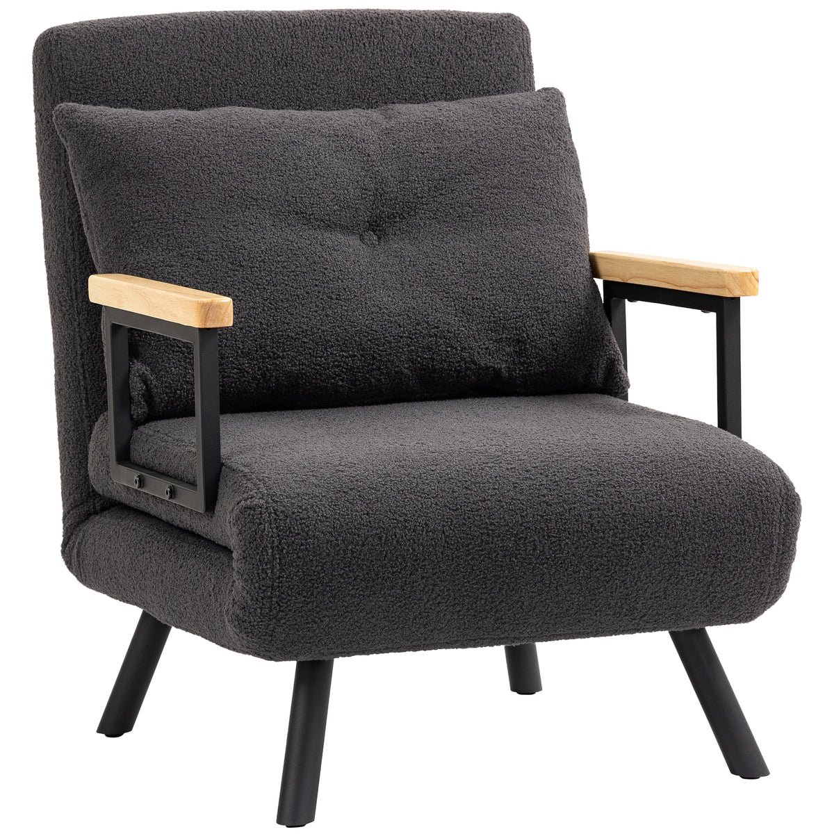 Poltrona Convertível em Cama Dobrável Poltrona 3 em 1 Convertível em Cama com Encosto Ajustável em 5 Níveis e Almofada Acolchoada para Escritório Sala de Estar Carga 120 kg 63x73x81 cm Cinza - Modelo 2 — foto 1