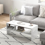 Mesa de Centro Mesa Auxiliar com Compartimento Aberto Mesa de Café para Sala de Estar 100x40x41,5 cm Branco Brilhante — foto 6