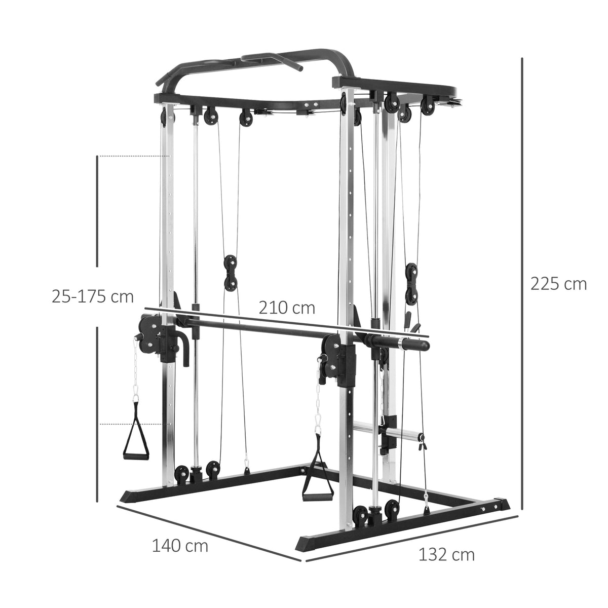 Máquina Multi Estação de Musculação Máquina de Musculação com Suporte para Agachamentos e Barra para Pesos Máquina Multi Estação para Treino Fitness em Casa 210x132x225 cm Preto — foto 3