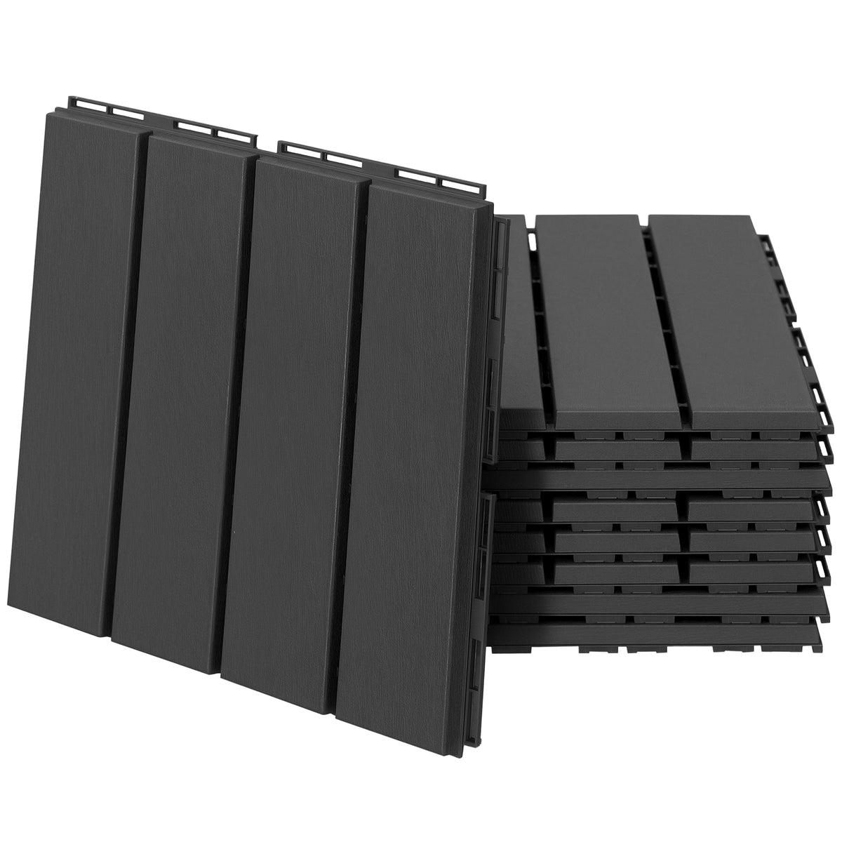 Conjunto de 9 Estrados 30x30cm com Área de 0.81 m² para Exterior e Interior Estrados com Sistema Click com Superfície Antiderrapante para Balcão Terraço Jardim Preto — foto 1