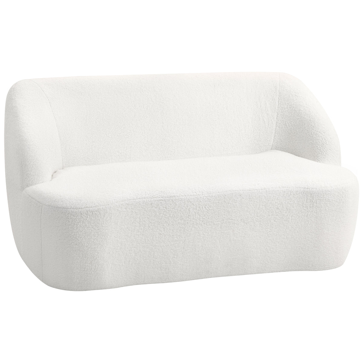 Sofá de 2 Lugares Estofado em Borreguito Sofá de Sala de Estar de 142 cm com Design Curvo e Acolchoamento Grosso Sem Necessidade de Montagem para Quarto Sala de Estar ou Escritório 142x85x73,5 cm Creme — foto 1