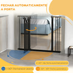 Barreira de Segurança Extensível Barreira para Animais de Estimação com Fecho Automático e Sistema de Duplo Bloqueio para Porta Corredor Escada 74-100x76 cm Preto — foto 6