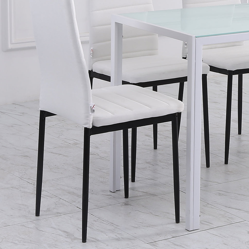 Conjunto de 4 Cadeiras de Sala de Jantar Estofadas em Linho e Pés de Metal Cadeiras Modernas para Cozinha Carga Máxima 120kg 41x50x97cm Branco — foto 9