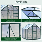 Estufa de Jardim 2x2,m de Policarbonato e Alumínio Estufa com Clarabóia Proteção UV 30 e Base 3,65 m² para Vasos Cultivos de Plantas e Flores Transparente — foto 4