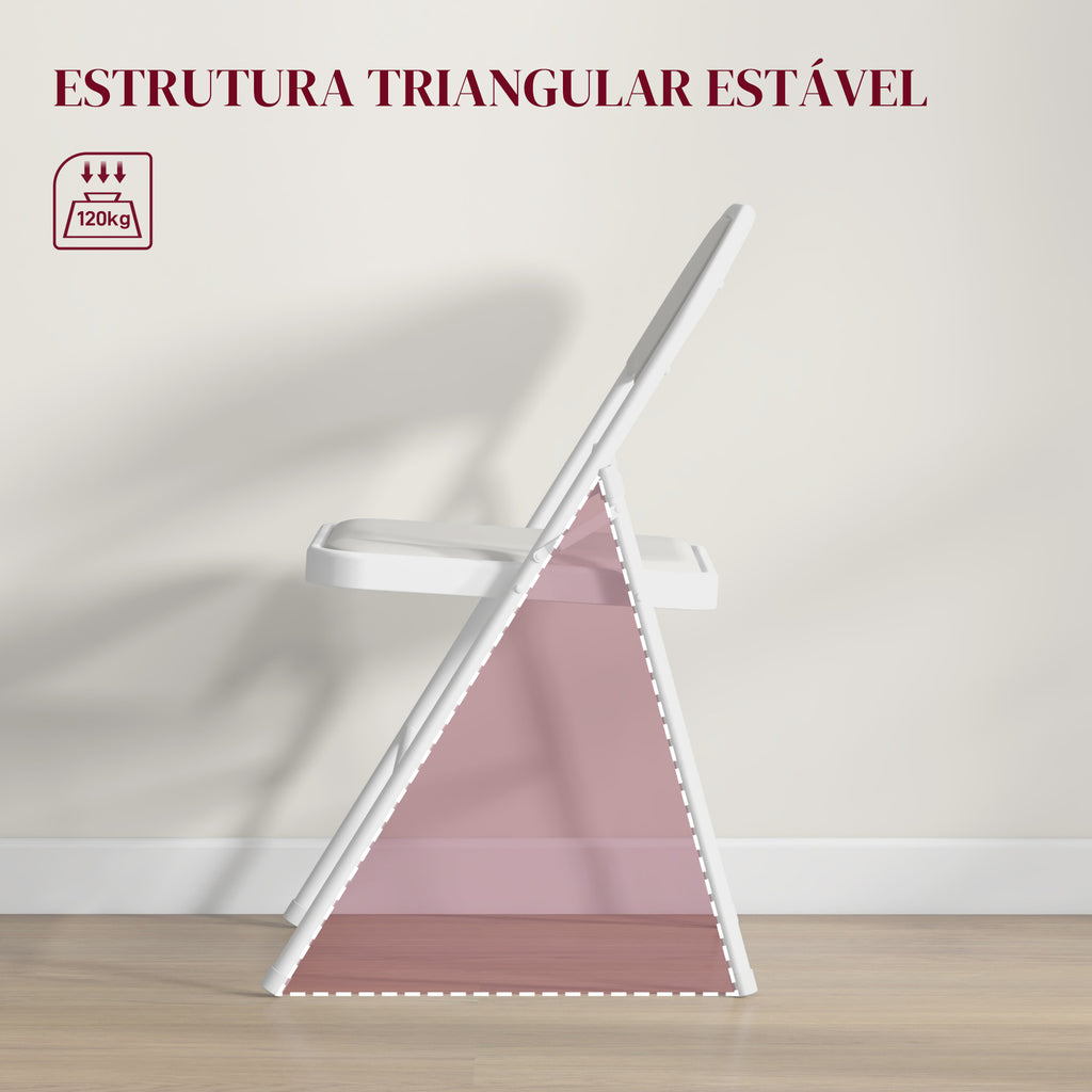 Conjunto de 2 Cadeiras Dobráveis Cadeiras Dobráveis com Encosto e Estrutura de Aço para Sala de Estar Escritório Estúdio 45x46x78 cm Branco — foto 5