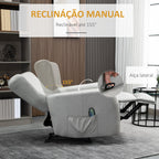Poltrona de Massagem Relax Estofada em Tecido Técnico com Reclinação Manual 155° 8 Zonas de Massagem Contolo Remoto Apoio para os Pés e 2 Bolsos Laterais 79x101x96cm Cinza Claro — foto 4
