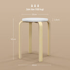 Bancos de Madeira Conjunto de 4 Bancos de Madeira Bancos Modernos Redondos Carga 120 kg para Sala de Estar Escritório Dormitório Estúdio Ø40x45 cm Madeira e Branco — foto 3