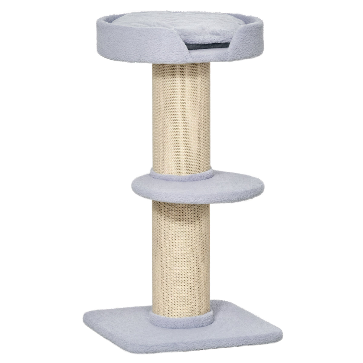 Arranhador para Gatos Altura 91 cm Arranhador para Gatos de 3 Níveis com Ninho Plataforma e Poste de Sisal 45x45x91 cm Azul Claro — foto 1