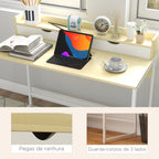 Secretária Moderna Mesa para Escritório Mesa de Computador com Estante de Armazenamento e 2 Gavetas Removíveis 106x50x89 cm Branco — foto 6