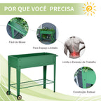 Horta Vertical Elevada de Metal Horta Vertical com Rodas Alça Lateral e Prateleira Inferior para Cultivo de Plantas Flores 104x39x80cm Verde — foto 5