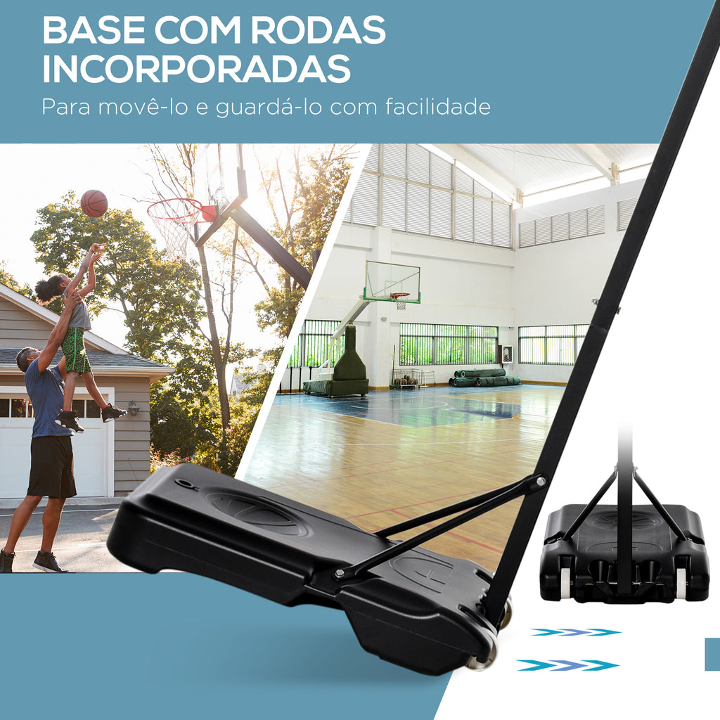 Cesto de Basquetebol com Altura Ajustável de 155-210 cm Cesto Portátil com Rodas de Transporte e Base Recheável com Água 30 kg ou Areia 35 kg para Crianças e Adultos Interior Exterior Multicolor — foto 5