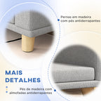 Sofá para Cães Cama Elevada para Cães Estofada com Almofada Lavável e Pés de Madeira de Pinho Carga Máxima 40 kg 98x67x25 cm Cinza — foto 6