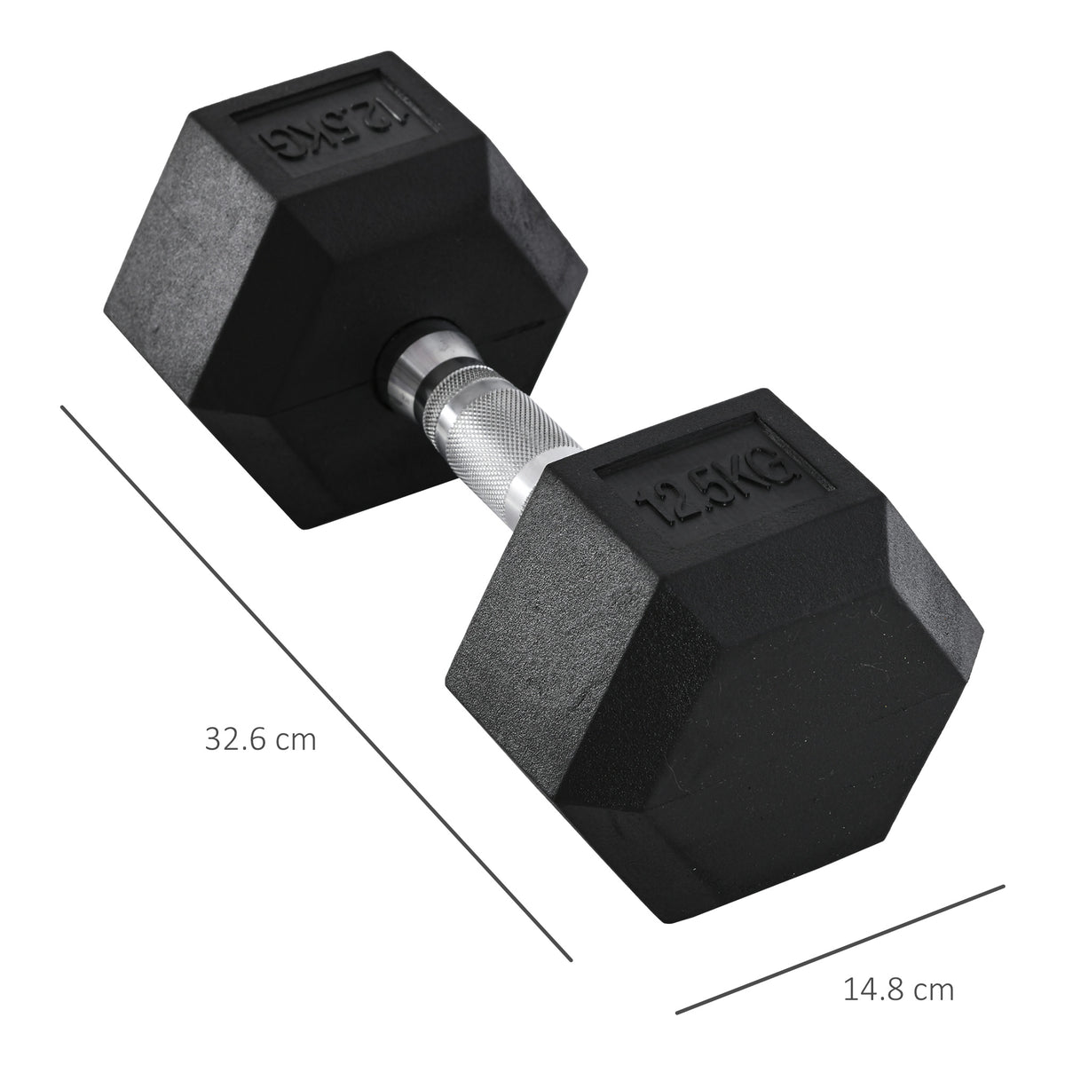 Haltere Hexagonal 12,5 kg em Ferro Fundido Pesos de Aço Revestidos a Borracha com Pega Texturizada para Musculação Treino em Casa Ginásio Preto — foto 3