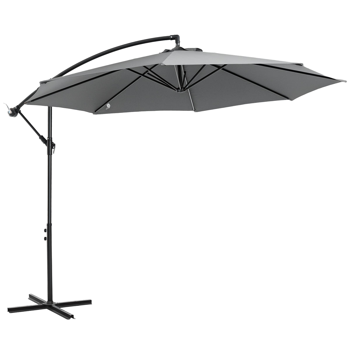 Chapéu de Sol de Jardim Ø295x245cm Chapéu de Sol Excêntrico Inclinável com Manivela Base Cruzada Suporte de Aço e Proteção Solar para Terraço Exterior Cinza — foto 1
