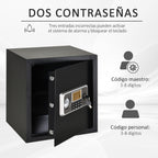 Cofre eletrônico sólido Caixa de segurança com chave 2 Códigos para casa Escritório Capacidade 32L Aço 35x30x39,3 cm Pret — foto 4