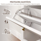 Móvel Sapateira Estilo Francês Sapateira de Entrada com 2 Gavetas Prateleiras Ajustáveis para 16 Pares de Sapato Sapateira Estreita para Corredor 84x29x109 cm Branco — foto 5