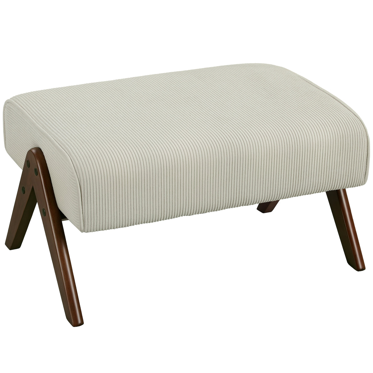 Apoio para Pés para Sala Banco Baixo Estofado em Veludo Otomana Retangular com Assento Almofadado e Pés de Madeira para Sala de Estar Quarto 69x47x36 cm Bege — foto 1