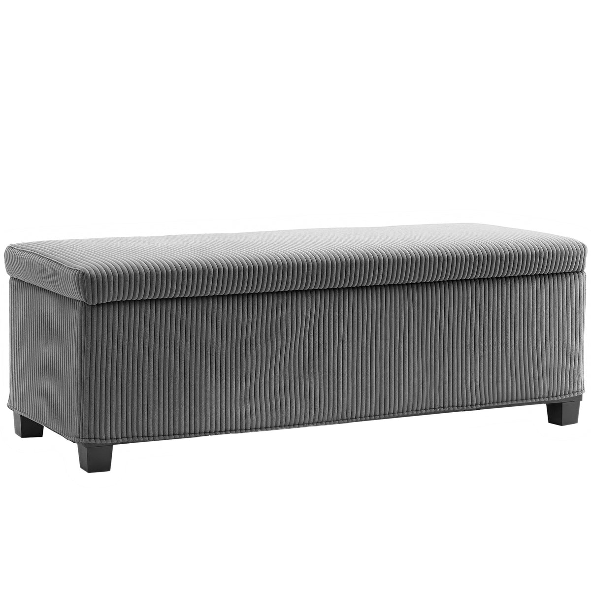 Banco de Arrumação Banco com Armazenamento Capacidade de 84 L 112x42x40 cm Estofado em Veludo Banco Pé de Cama para Dormitório Cinzento — foto 1