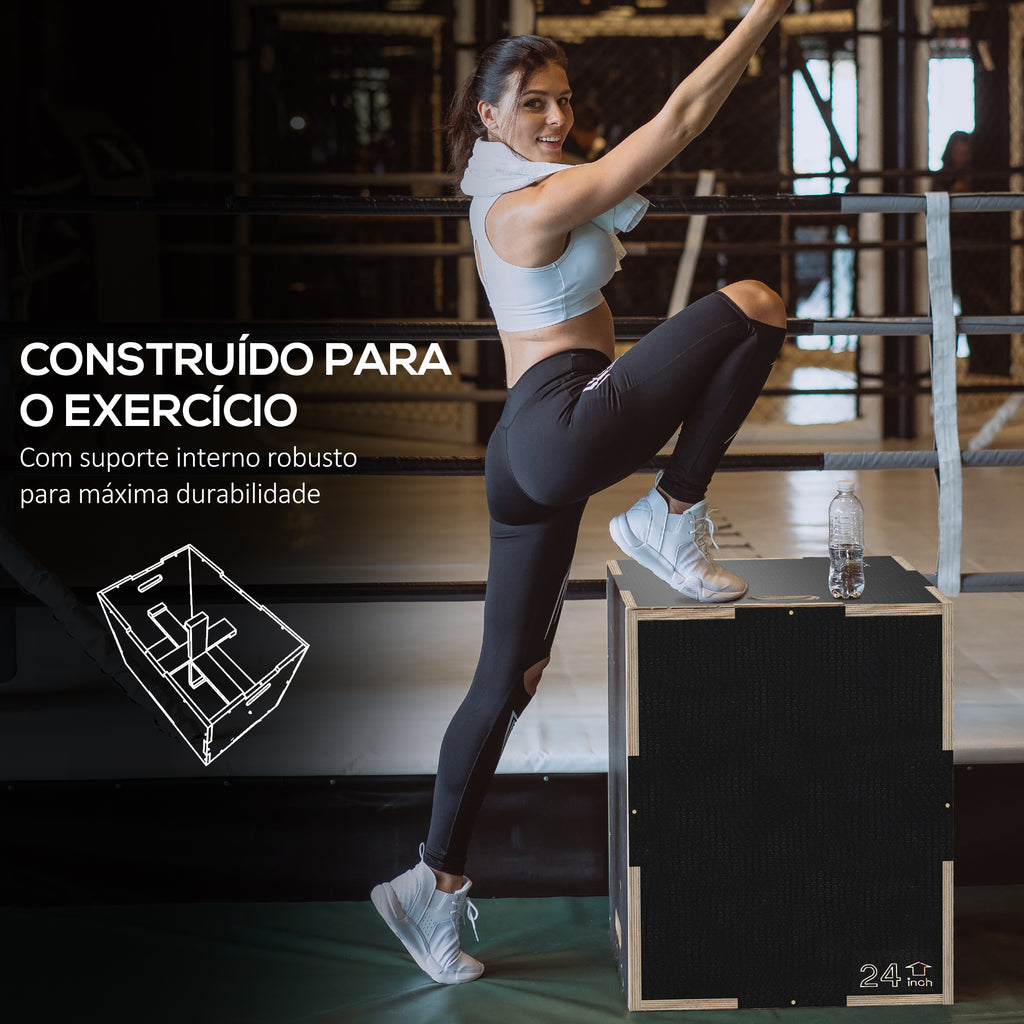 Caixa Pliométrica com 3 Alturas Diferentes Caixa de Saltos para Treino de Força em Casa Escritório Ginásio CrossFit Carga 120 kg 61x51x41 cm Preto — foto 6