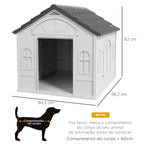 Casa para Cães 84,2x98,2x82 cm Casa para Cães com Janelas e Teto com Imitação de Telhas Casota para Cães Cinza — foto 3