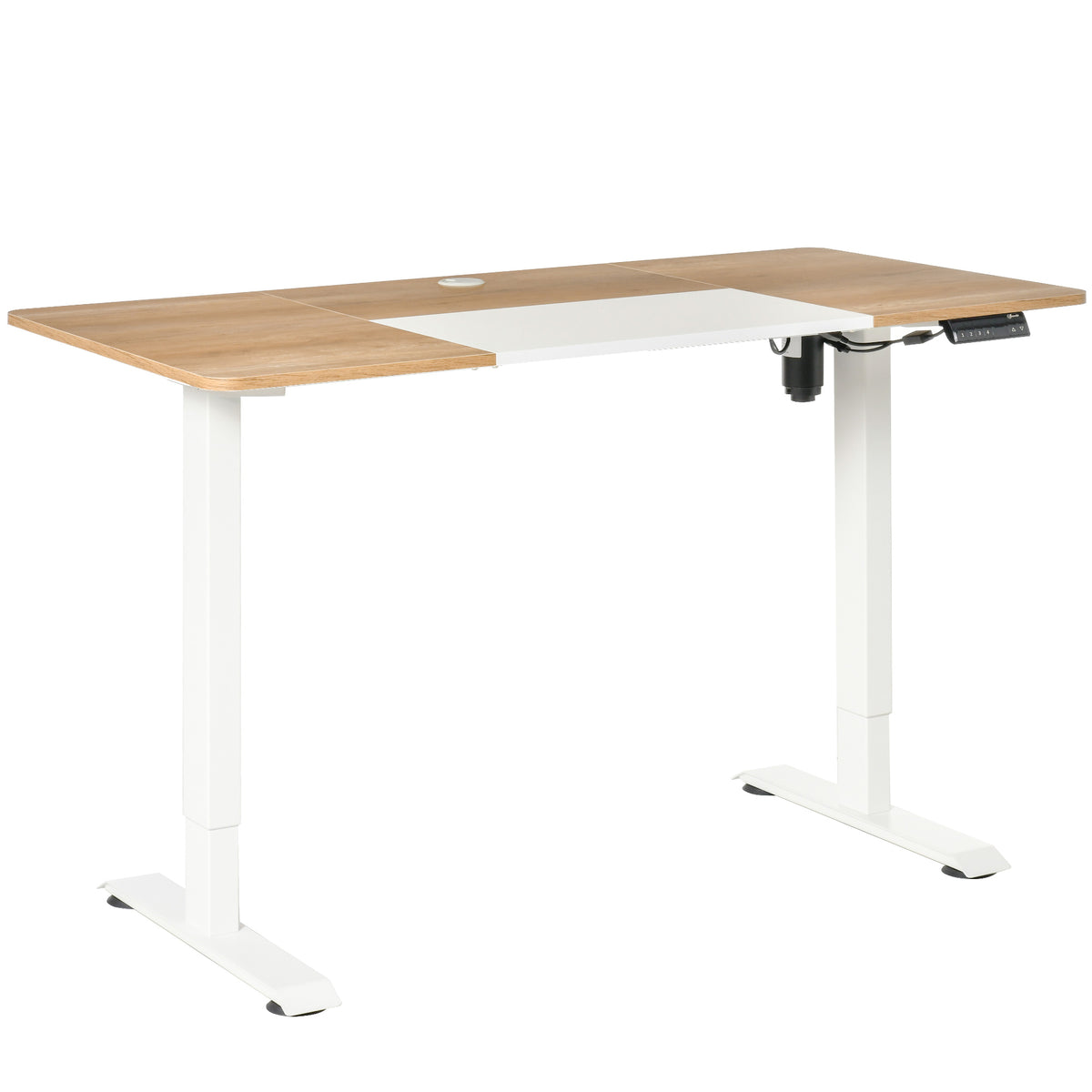Secretária Elétrica de Pé com Ajuste Elétrico de Altura e 4 Teclas de Memória para Casa Escritório 140x70x72-116 cm Branco e Natural — foto 1