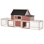 Galinheiro externo de madeira com 2 gabinetes para execução Customizável ​ rampa e ninho com telhado de asfalto 290x71x119 cm Vermelho — foto 1