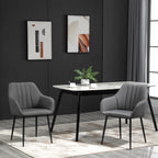 Conjunto de 2 Cadeiras de Sala de Jantar Estofadas em Linho Cadeiras de Cozinha com Encosto Apoio para os Braços e Pés de Metal 59,5x56,5x81 cm Cinza — foto 7