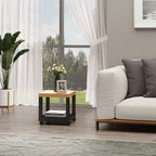 Mesa Auxiliar com Rodas Mesa Auxiliar com Prateleira Aberta para Sofá Dormitório 40x40x40 cm Branco e Madeira Preto e Madeira — foto 2
