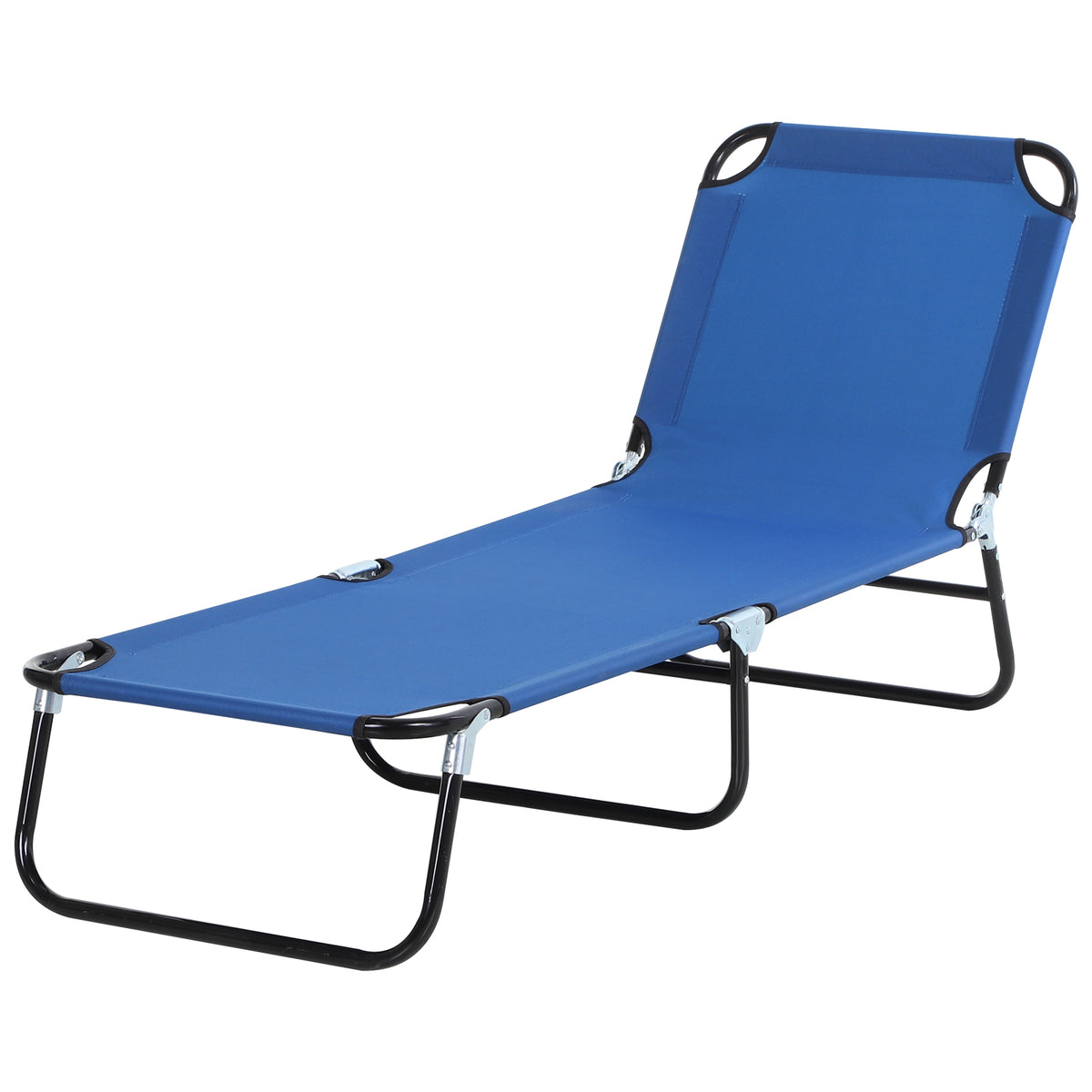 Espreguiçadeira Dobrável Reclinável com Ângulo Ajustável de 3 Posições para Exterior Carga 120 kg 188x56x28 cm Azul — foto 1