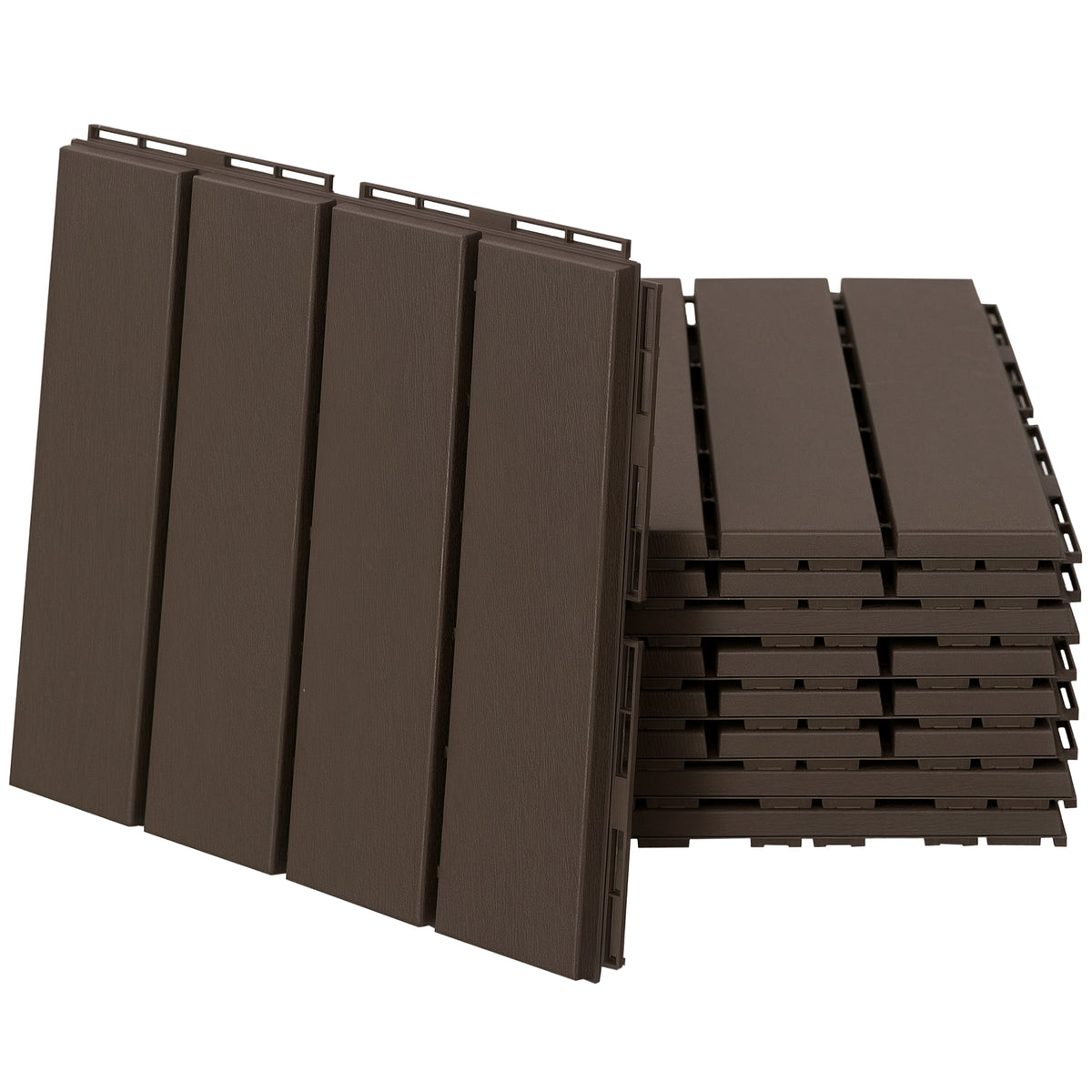 Conjunto de 9 Estrados 30x30cm com Área de 0.81 m² para Exterior e Interior Estrados com Sistema Click com Superfície Antiderrapante para Balcão Terraço Jardim Marrom — foto 1
