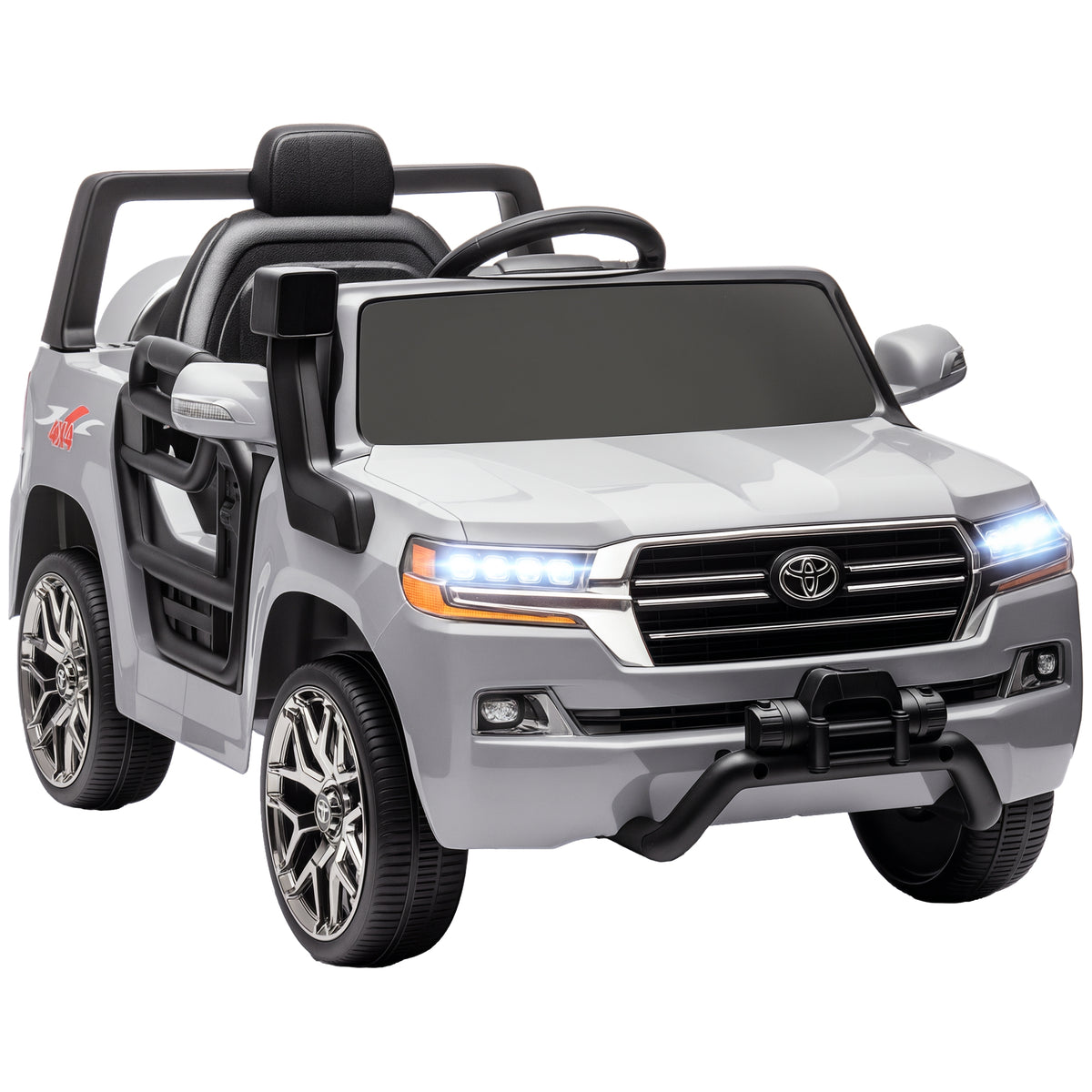 Carro Elétrico para Crianças acima de 3 Anos Carro Elétrico Toyota Land Cruiser com Bateria 12V Controlo Remoto Faróis Buzina Arranque Lento e Música MP3 107x65x55,5 cm Cinza — foto 1