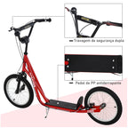 Trotinete para Crianças acima de 5 Anos e Adolescentes com Guiador Ajustável em Altura 2 Pneus de Borracha Insufláveis com Travagem Dupla e Rodas 16" Carga 100 kg 139x58x90-96 cm Vermelho — foto 7