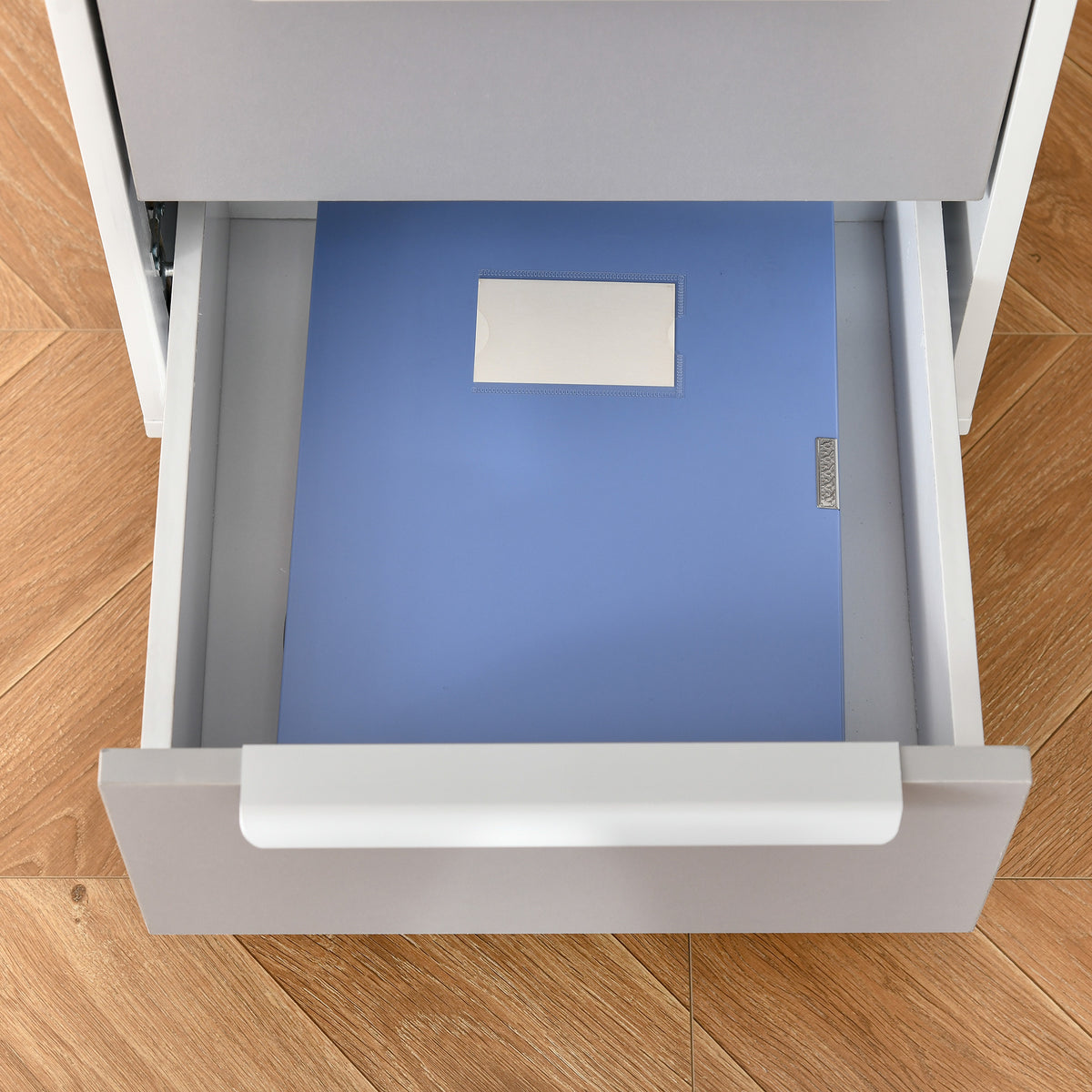 Bloco de Gavetas Móvel de Escritório com 3 Gavetas Fechadura Rodas e Travão para Documentos Arquivos 40x40x63,5 cm Branco e Cinza — foto 8