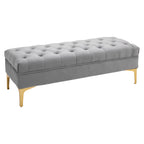 Banco de Pé de Cama com Assento Acolchoado e Pés Metálicos Banco de Quarto para Entrada Corredor Capacidade 120 kg 118x45x42 cm Cinza — foto 1