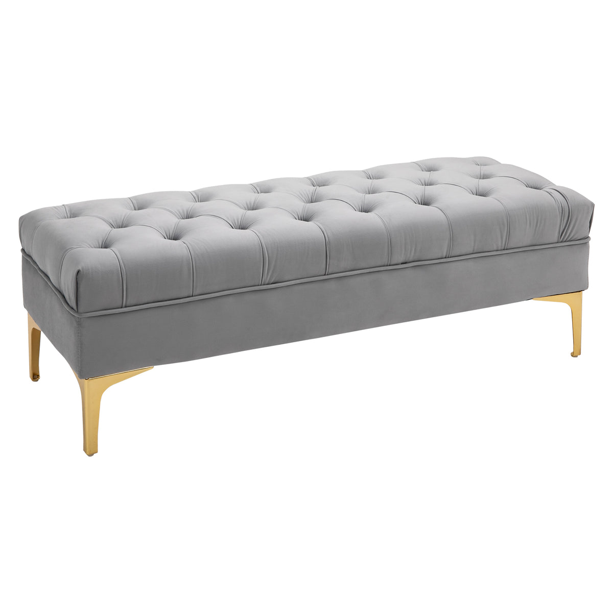 Banco de Pé de Cama com Assento Acolchoado e Pés Metálicos Banco de Quarto para Entrada Corredor Capacidade 120 kg 118x45x42 cm Cinza — foto 1