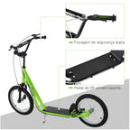 Trotinete para Crianças acima de 5 Anos e Adolescentes com Guiador Ajustável em Altura 2 Pneus de Borracha Insufláveis com Travagem Dupla e Rodas 16" Carga 100 kg 139x58x90-96 cm Verde — foto 7