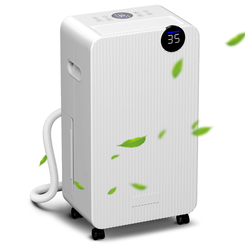 Desumidificador 12L/dia Depósito 2,1L Silencioso Desumidificador Elétrico com 4 Modos Ecrã LED Temporizador Desligamento Automático Bloqueio Infantil e Drenagem Contínua até 12-25㎡ Branco — foto 1