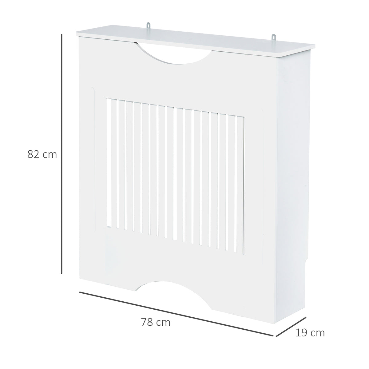 Cobertura Radiador 78x19x82cm Cobertura Radiador de MDF Moderno com Prateleira Carga 10kg e Dispositivo Anti Rolamento para Sala de Estar Dormitório Branco — foto 3