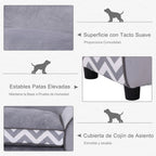 Sofá para animais de estimação com pernas Cama de cachorro de madeira com almofada acolchoada aconchegante e capa lavável 73,5x41x33 cm cinza — foto 6