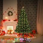 HOMCM Árvore de Natal Artificial com 490 Ramos 170 Luzes LED e Base Dobrável de Metal para Interior Ø75x150 cm Verde — foto 2