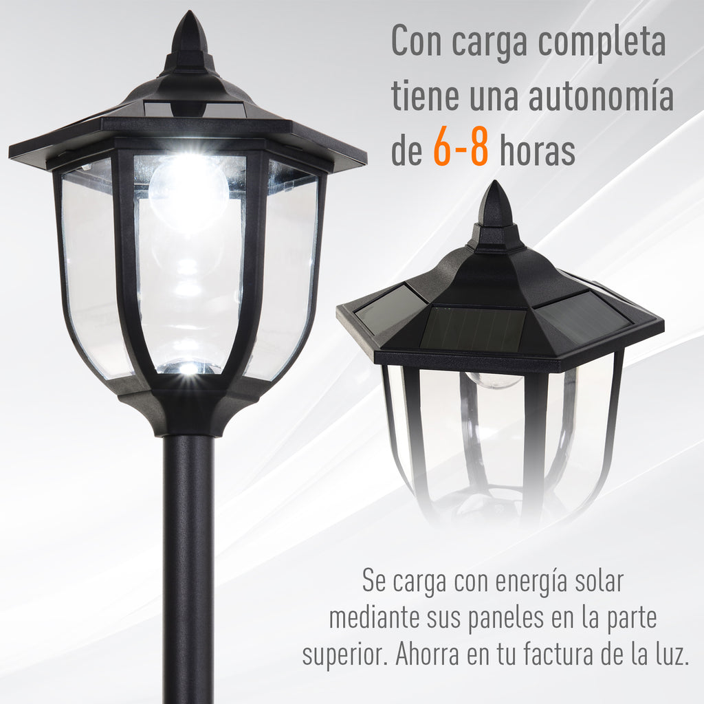 Candeeiro Solar com Painel Solar Candeeiro de Jardim com 6 LEDS Autonomia 6-8 horas Ø26x177 cm Preto — foto 5