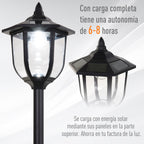 Candeeiro Solar com Painel Solar Candeeiro de Jardim com 6 LEDS Autonomia 6-8 horas Ø26x177 cm Preto — foto 5